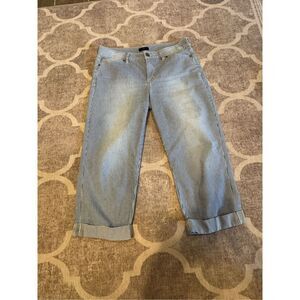 Nydj crop pin striped denim size 6 cuffed capri